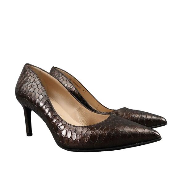 Ron White Shoes Womens 37 Pumps Cindy Lou Pearlized Embossed Calf Weatherproof - Picture 1 of 16